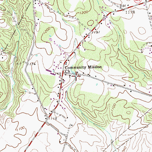 Topographic Map of Community Mission Church, VA