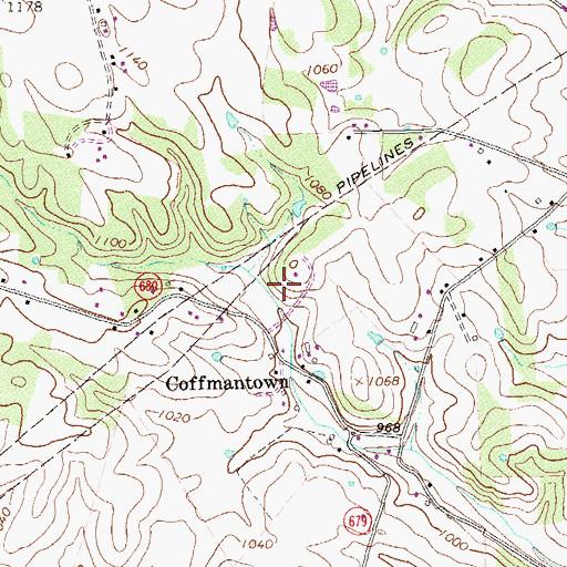 Topographic Map of Coffmantown, VA