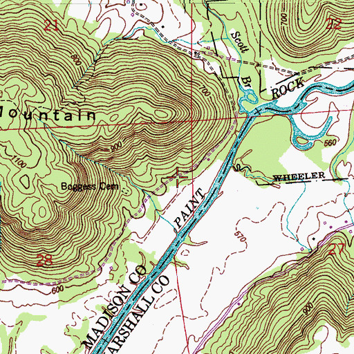Topographic Map of Johnson, AL