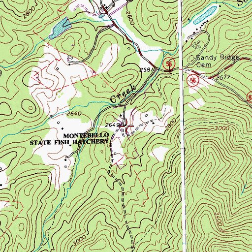 Topographic Map of Montebello State Fish Hatchery, VA