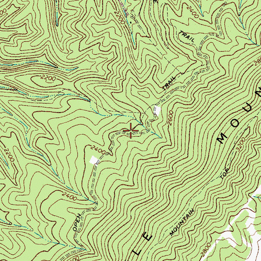 Topographic Map of Open Trail, VA