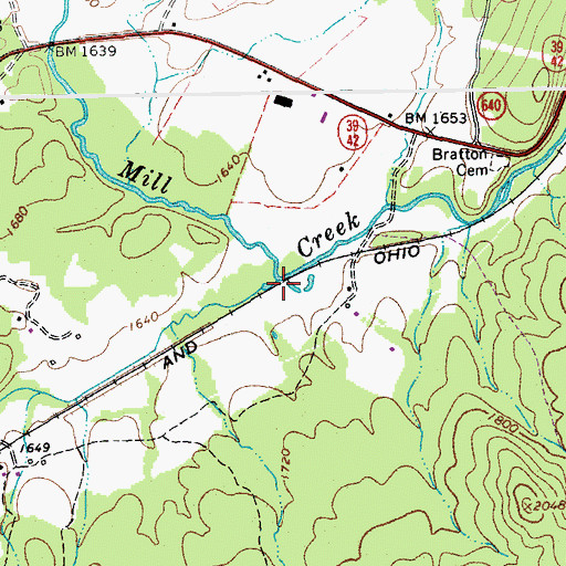 Topographic Map of Cabin Creek, VA