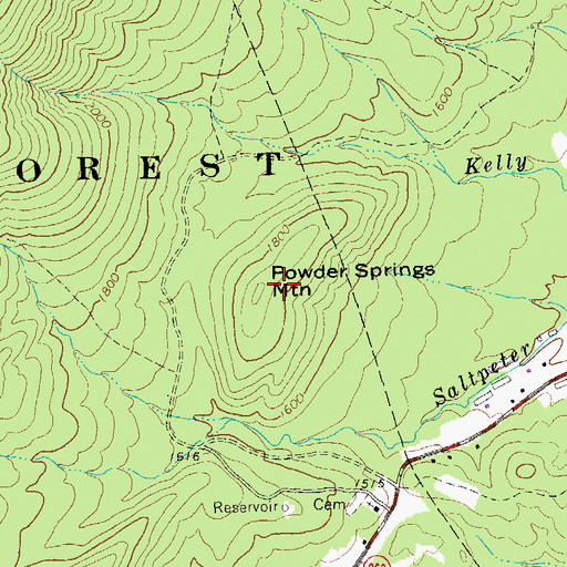 Topographic Map of Powder Springs Mountain, VA