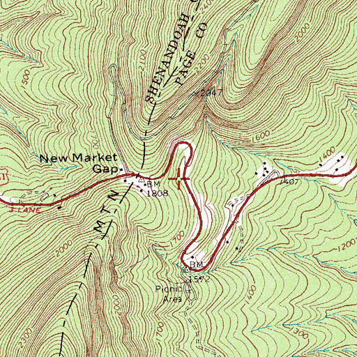 Topographic Map of Massanutten Visitor Center, VA