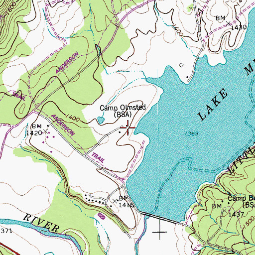 Topographic Map of Camp Olmsted, VA