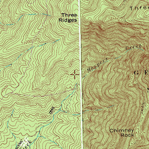 Topographic Map of Harpers Creek Shelter, VA