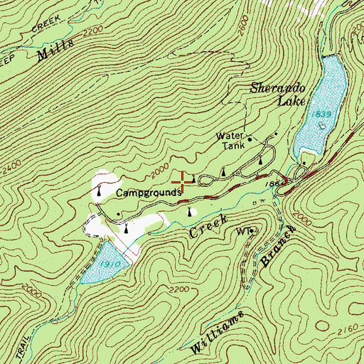 Topographic Map of Sherando Lake Campground, VA