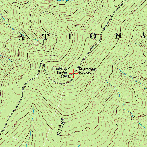 Topographic Map of Duncan Knob Lookout, VA