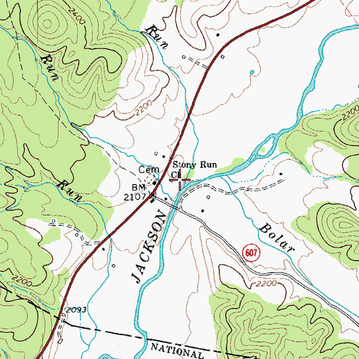 Topographic Map of Stony Run Church, VA