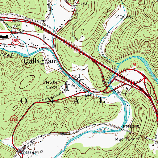Topographic Map of Stonewall, VA
