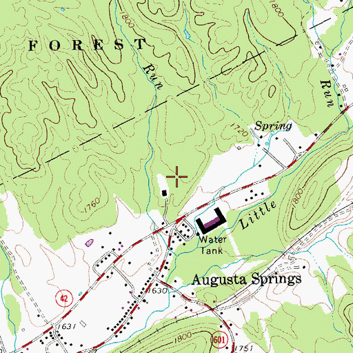 Topographic Map of Augusta Springs YCC Camp, VA