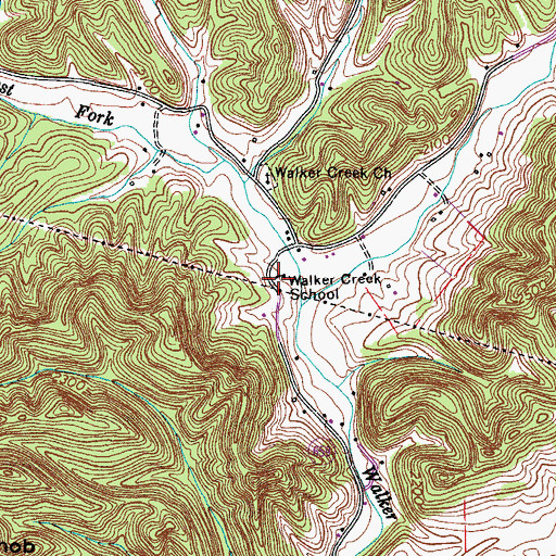 Topographic Map of Walker Creek School, VA