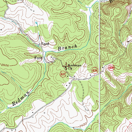 Topographic Map of Redman Church, VA