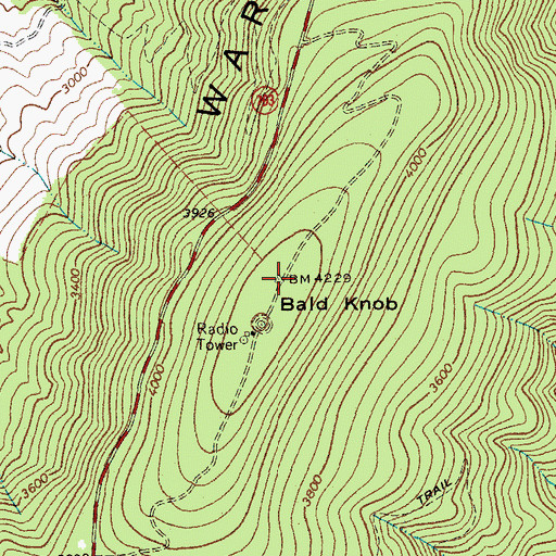 Topographic Map of Bald Knob FS Repeater Site, VA
