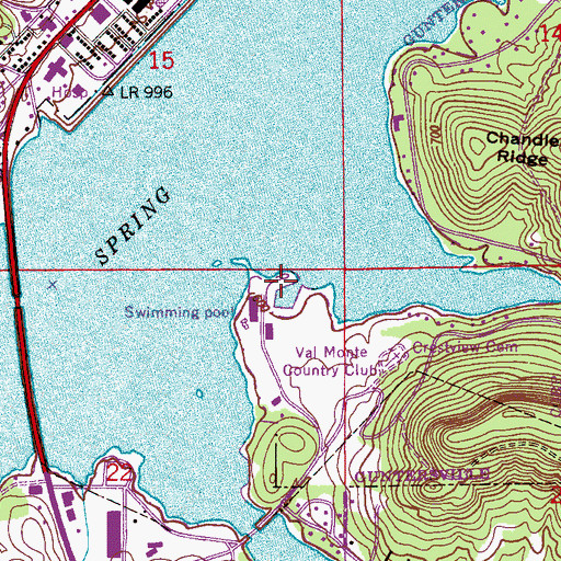 Topographic Map of Spring Creek Marina, AL