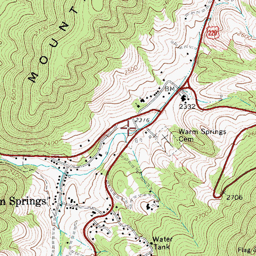 Topographic Map of Warm Springs Baths, VA