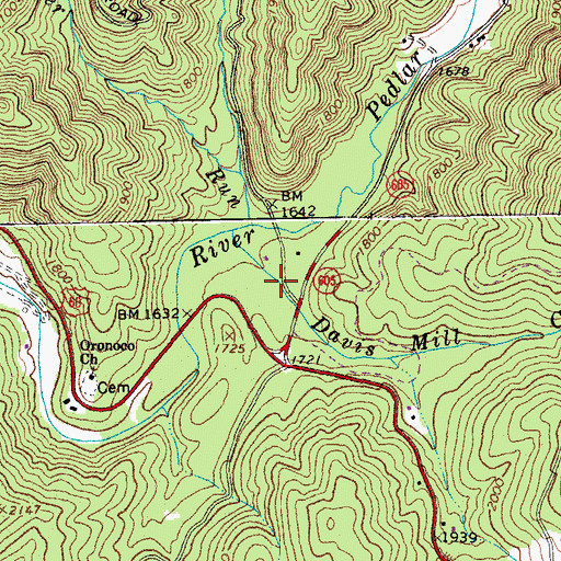 Topographic Map of Oronoco Campground, VA