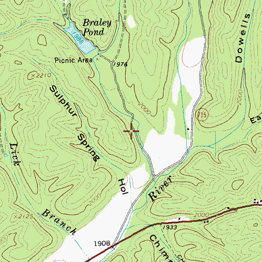 Topographic Map of Braley Pond Camp Site, VA