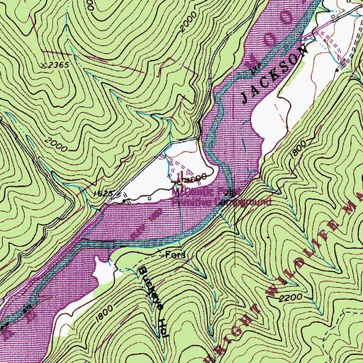 Topographic Map of McClintic Point Primitive Campground, VA