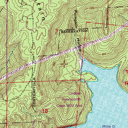 Topographic Map of Lindsey-Honeycomb Creek Wild Area, AL