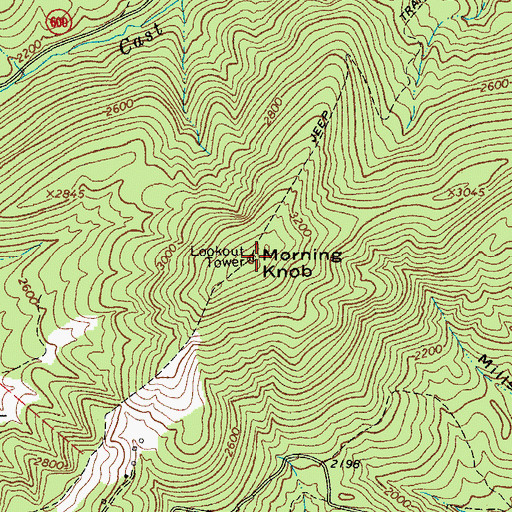 Topographic Map of Morning Knob Fire Lookout Tower, VA