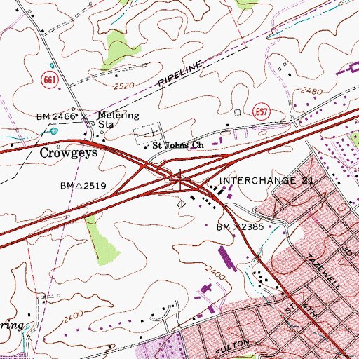 Topographic Map of Interchange 70, VA