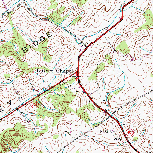 Topographic Map of Luther Chapel, VA