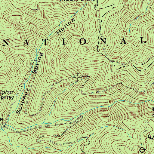 Topographic Map of Sulphur Spring Trail, VA