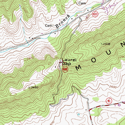 Topographic Map of Laurel Gap, VA