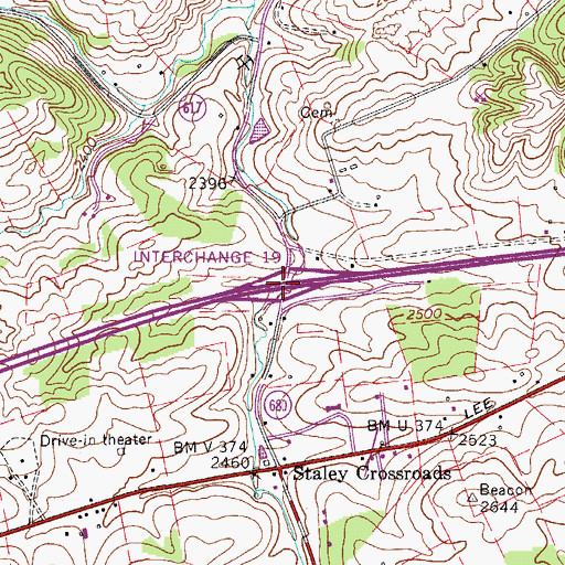 Topographic Map of Interchange 60, VA