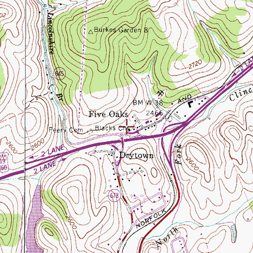 Topographic Map of Blacks Presbyterian Church, VA