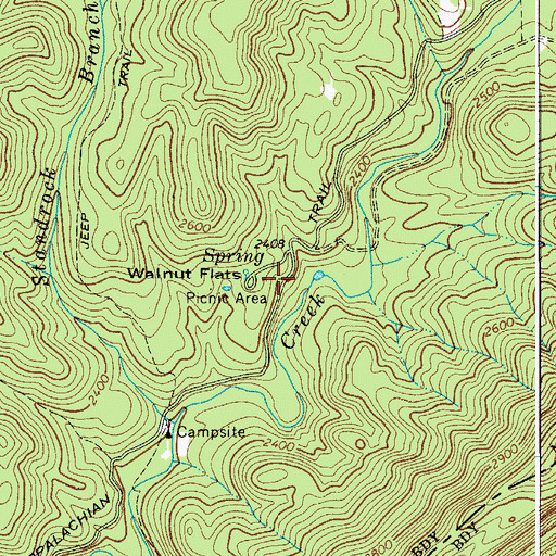 Topographic Map of Walnut Flats Campground, VA