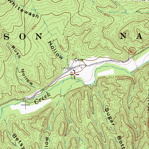 Topographic Map of Caldwell Fields Recreation Site, VA