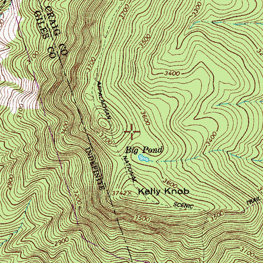 Topographic Map of Big Pond Shelter, VA