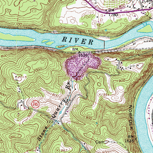 Topographic Map of Stone Quarry Branch, VA