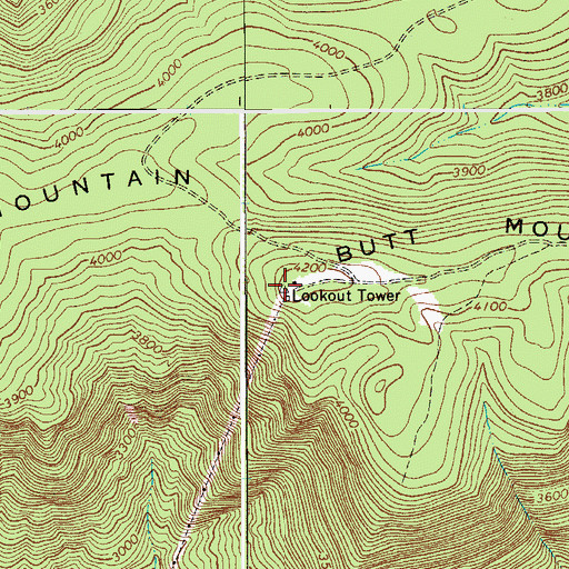 Topographic Map of Butt Mountain Lookout, VA