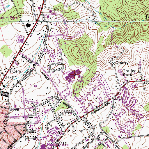 Topographic Map of Blacksburg High School, VA