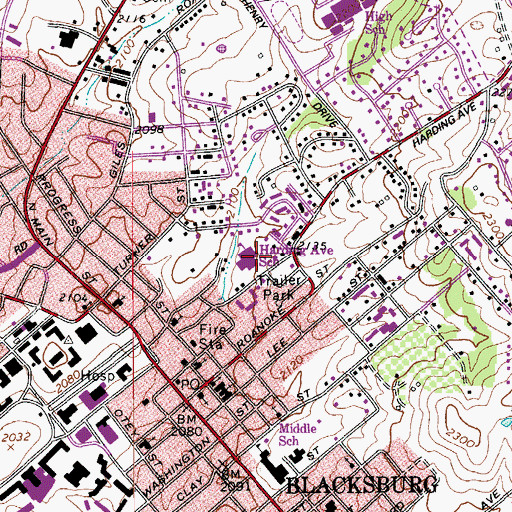 Topographic Map of Harding Avenue Elementary School, VA