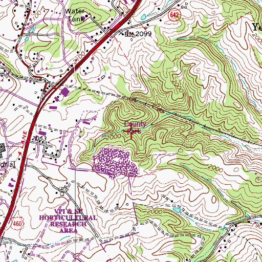 Topographic Map of Montgomery County Park, VA