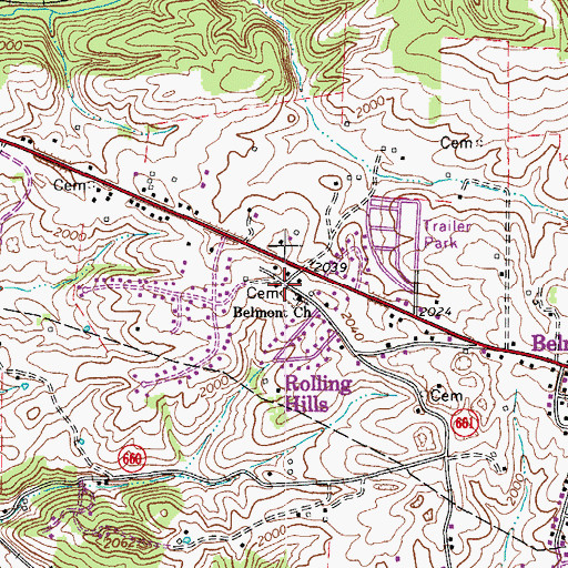 Topographic Map of Rolling Hills, VA