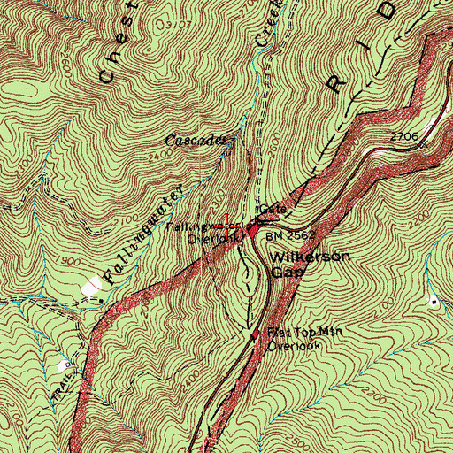 Topographic Map of Fallingwater Trail, VA