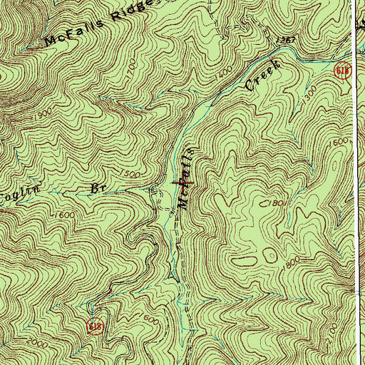 Topographic Map of McCoglin Branch, VA