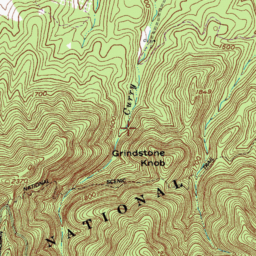 Topographic Map of Curry Creek Trail, VA