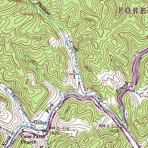 Topographic Map of Phillips Creek Picnic Area, VA