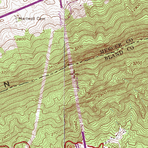 Topographic Map of East River Mountain Tunnel, VA