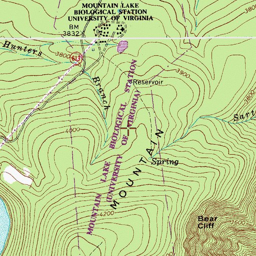 Topographic Map of Mountain Lake Biological Station, VA
