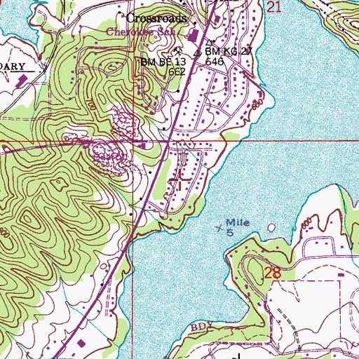 Topographic Map of Meadow Wood, AL