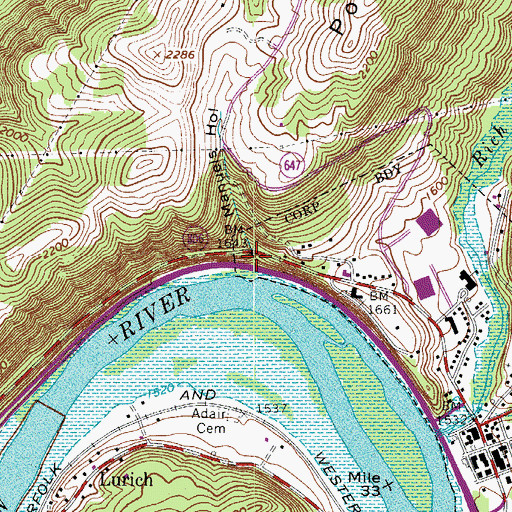 Topographic Map of Manuel Hollow, VA