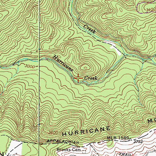 Topographic Map of Hurricane Creek Trail, VA