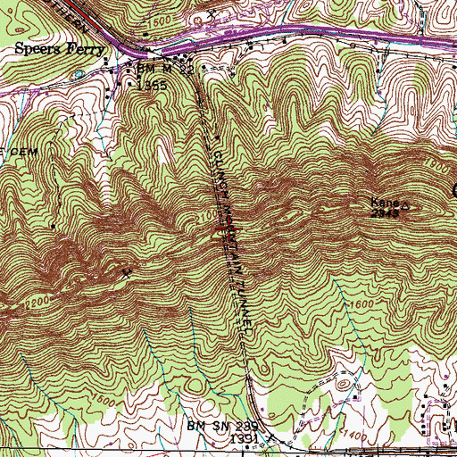 Topographic Map of Clinch Mountain Tunnel, VA
